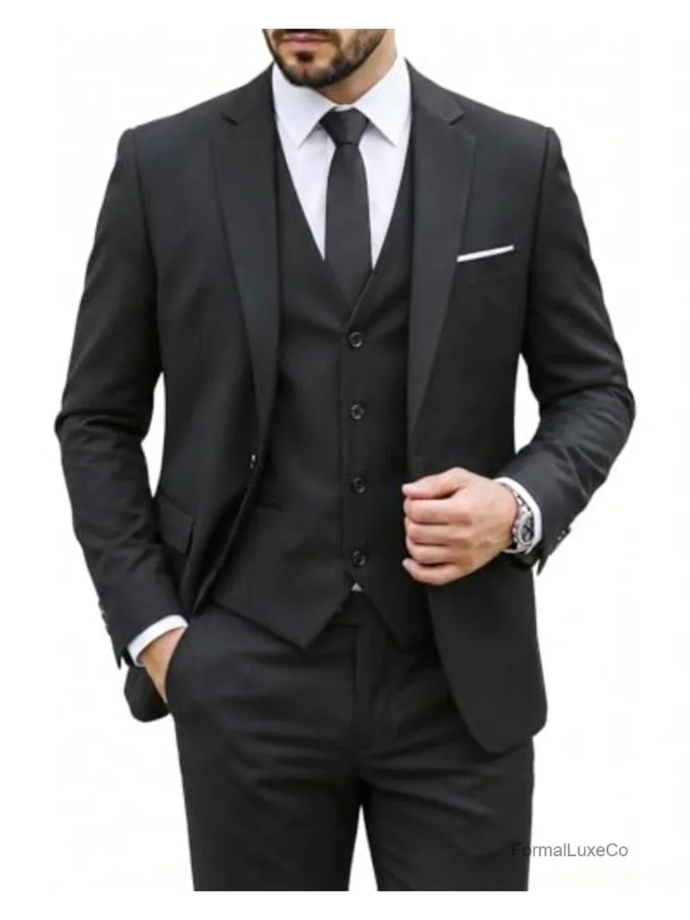 Men's 3 Piece Slim Fit Suit Set with Tie Jacket Vest Pants Wedding Business Prom